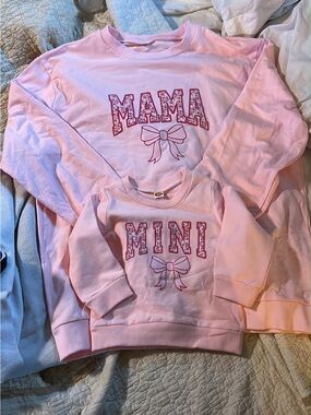 Mama & Mini Matching Pink Sweatshirts - Mother/Daughter Set